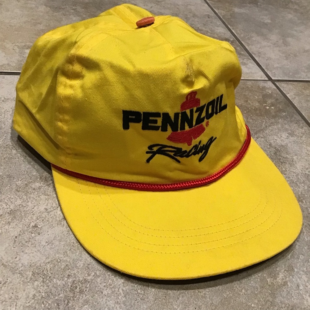 Vintage Pennzoil Racing Yellow Adjustable Trucker Hat Embroidered Strapback